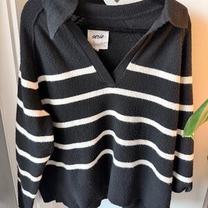 Aerie Black and White Striped Sweater Comfy Cozy
